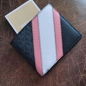 Michael Kors Black and Pink Striped Wallet